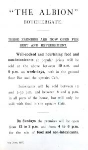 Albion opening notice 1917